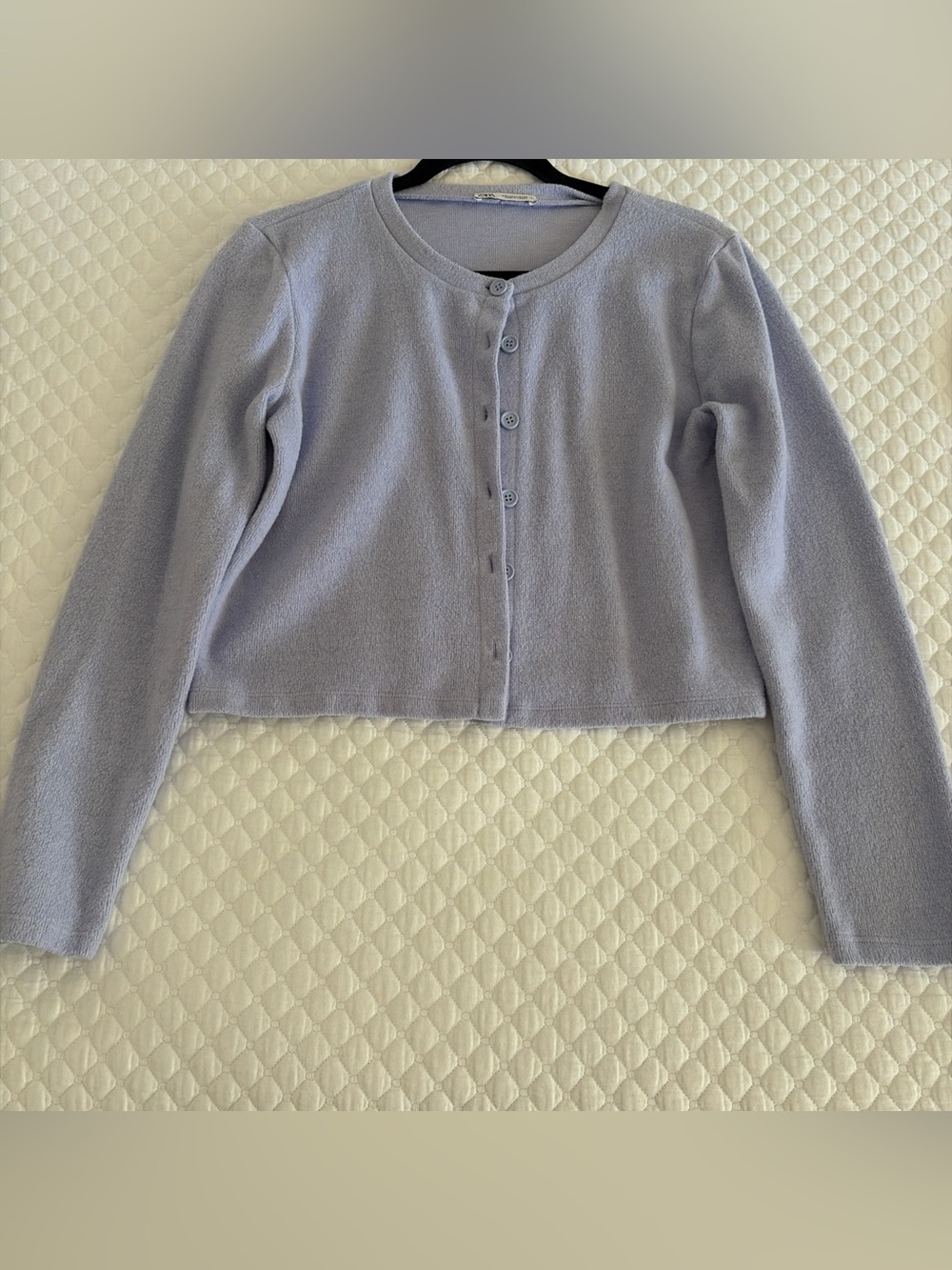 Zara Light Lavender Cropped Button-Front Women’s Sweater